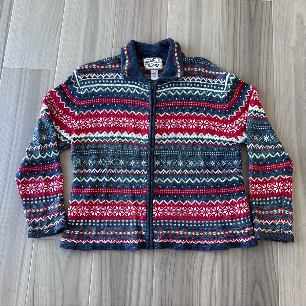 Heirloom Collectibles Fair Isle Cardigan Zip Sweater